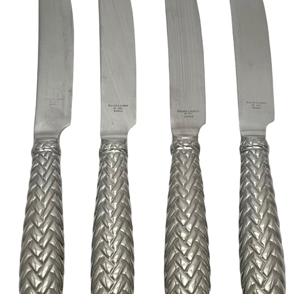 Set of Eight (8) Ralph Lauren Equestrian Pattern Knives